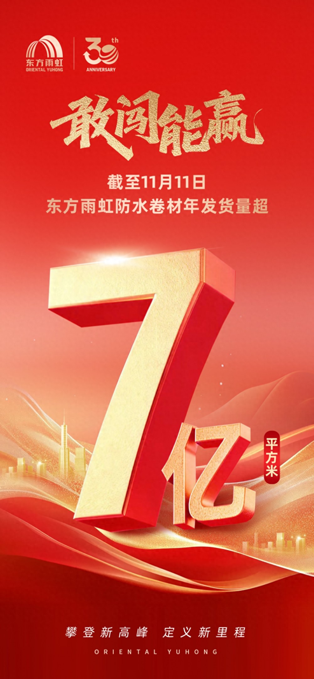 东方雨虹防水卷材年发货量突破7亿平米开启全球领跑新篇章！(图1)