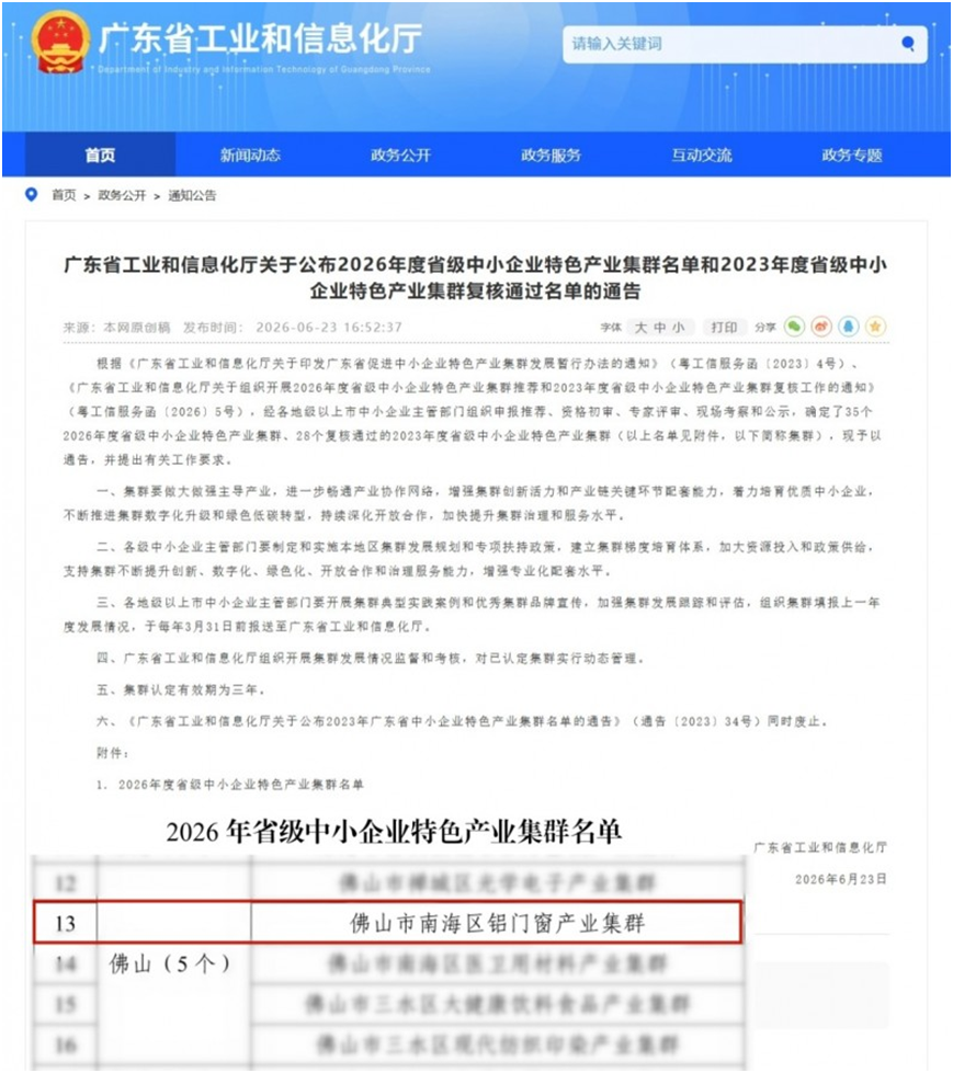 全国首个定制门窗省级集群认定落地佛山门窗开启共治发展新范式(图1)